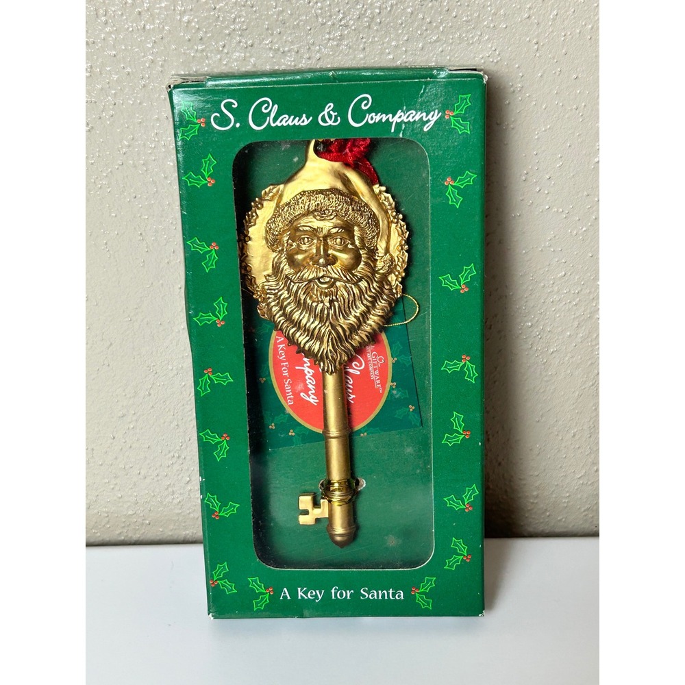 Papel Giftware S. Claus & Co Gold Tone A Key for Santa Ornament 80971 Vintage